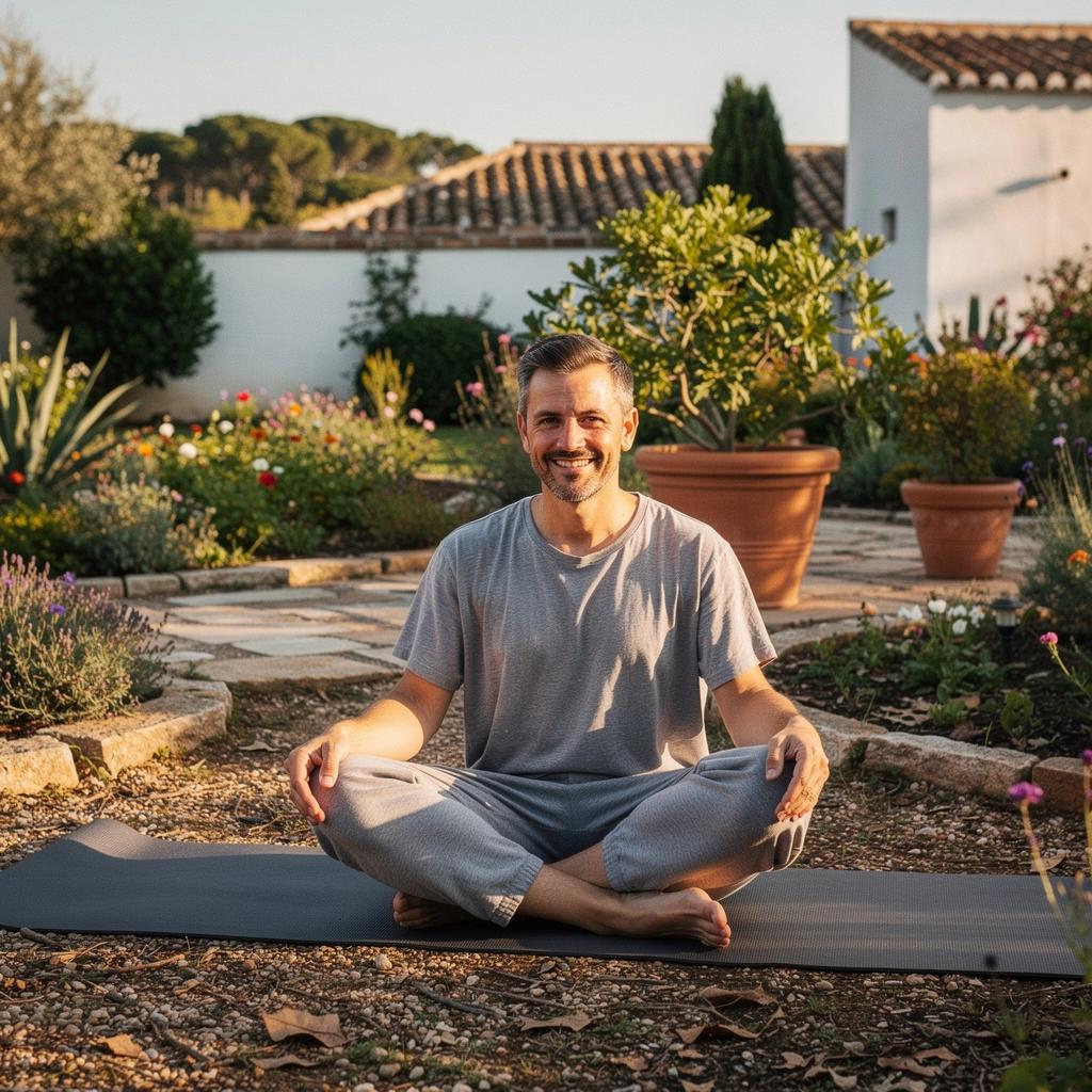 Grupo de participantes en una sesión de meditación profunda en un retiro.